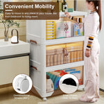 3-Pieces: Foldable Storage Bins with Lid Front Magnetic Door Collapsible Stackable Closet Organizer