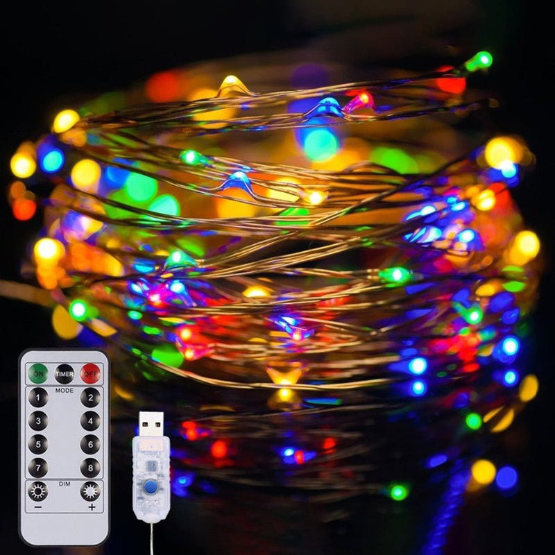 40 Ft. USB Waterproof Remote Control LED Christmas String Lights with 8 Modes