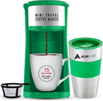 AdirChef Mini Travel Single Serve Coffee Maker & 15 oz. Travel Mug Coffee Tumbler & Reusable Filter