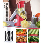 FAVIA Rotary Cheese Grater with Handle - Food Shredder with 3 Stainless Steel Drum Blades