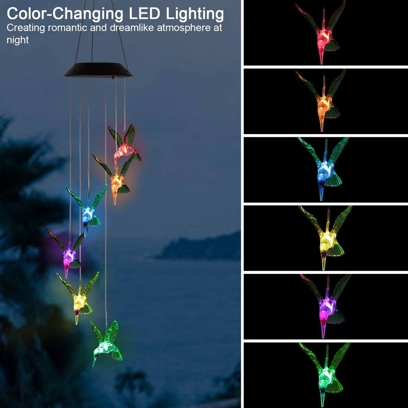 LED Solar Hummingbird Wind Chime