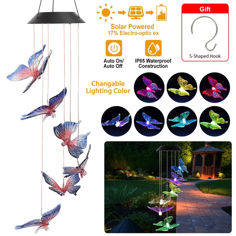 Solar LED Butterfly Wind Chimes