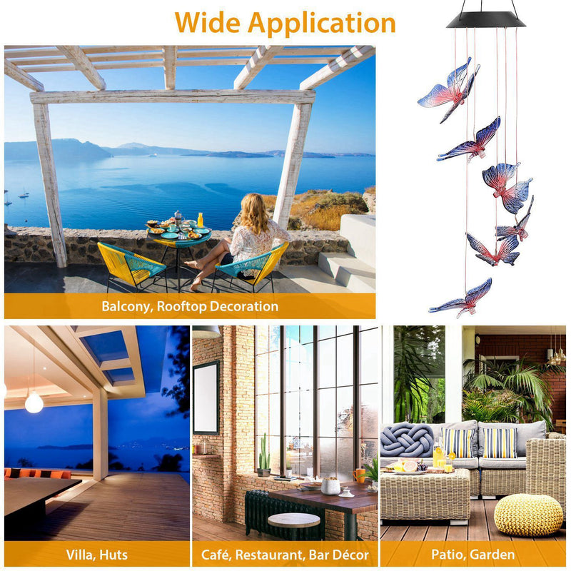 Solar LED Butterfly Wind Chimes