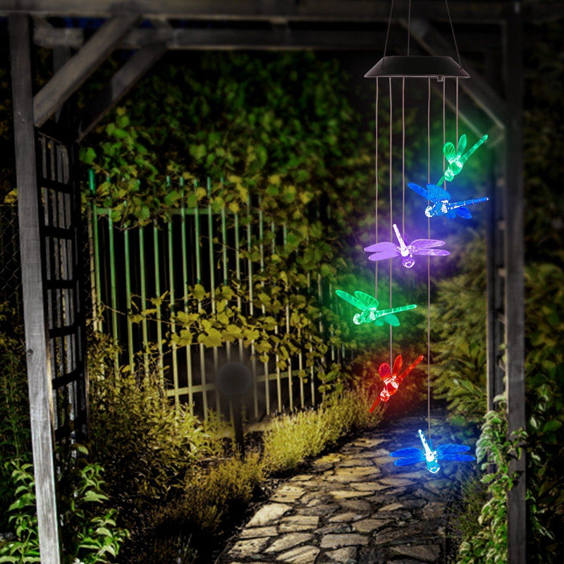 Solar Powered Dragonfly Lights Wind Chimes